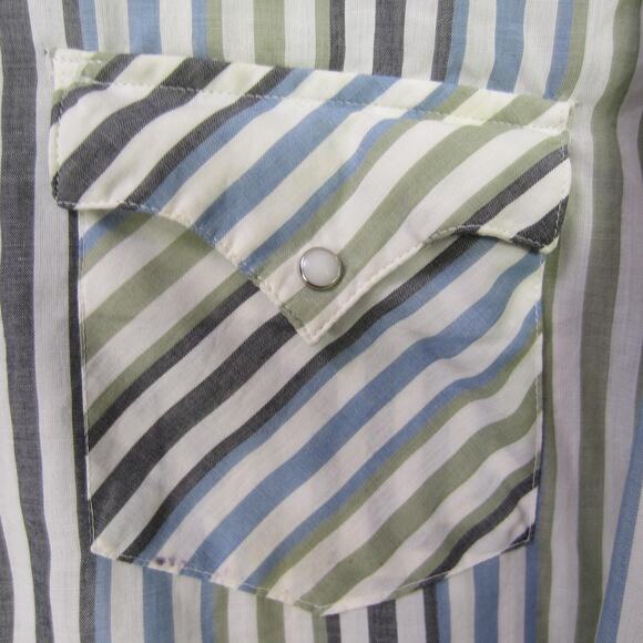 Vintage Holt Shirt Mens Large Striped Western Pearl Snap 70s 80s - Picture 3 of 11